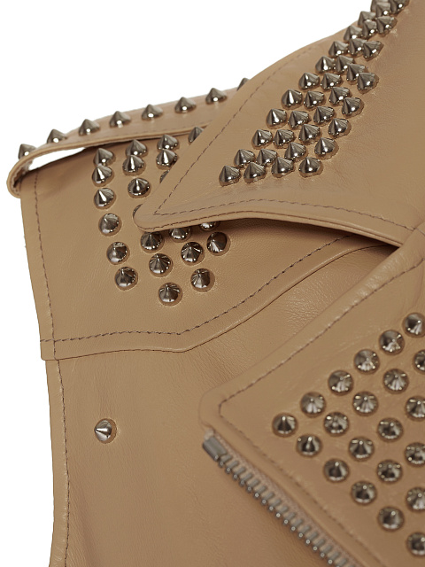 Beige Studded Leather Vest, 3