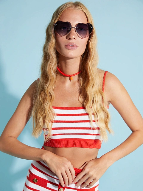 Grey Gradient Heart-Shaped Sunglasses, 4