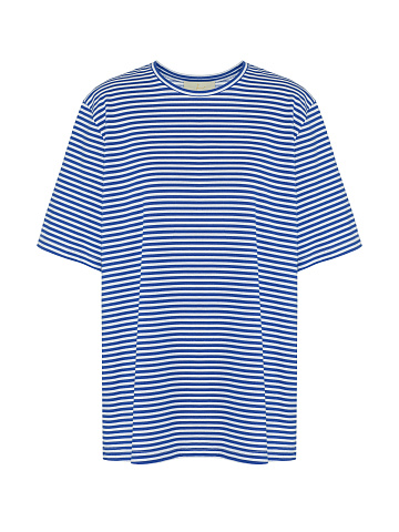 White and blue striped cotton T-shirt, 1