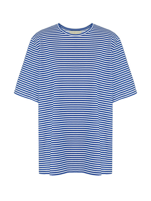 White and blue striped cotton T-shirt, 1 White and blue striped cotton T-shirt, 1