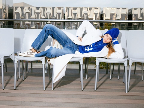 Blue Ribbed Beanie Hat, 5