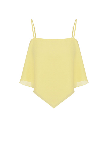 Yellow Asymmetric Chiffon Top, 1