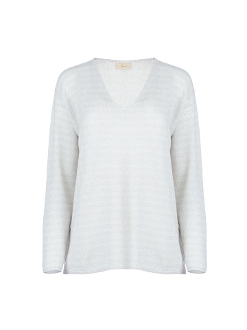 Light striped cashmere pullover with lurex, 1