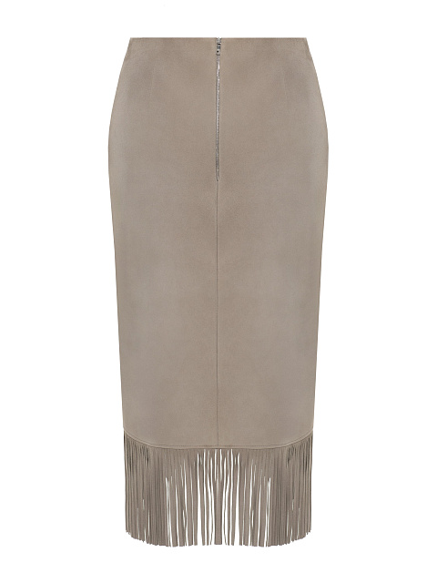 Gray midi skirt with fringe, 2