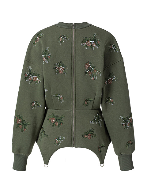 Khaki sweatshirt with embroidery, 2