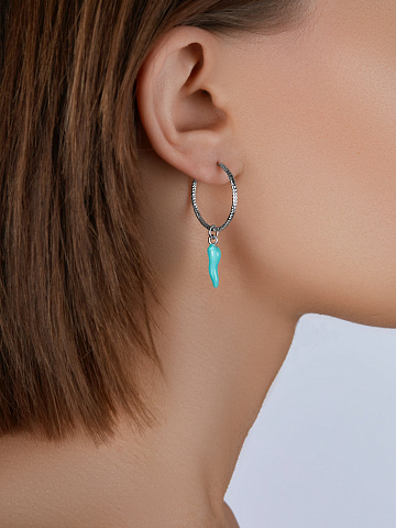 Silver & Green Pepper Hoop Earrings, 2