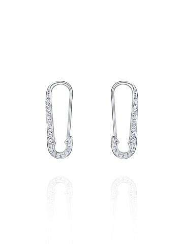 White Gold & Diamonds Pin Earrings, 1