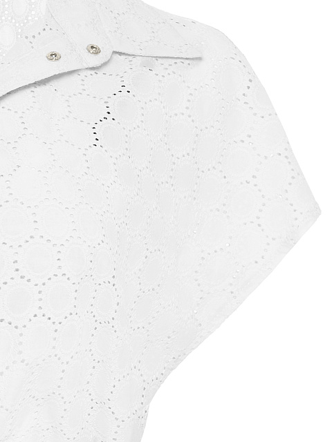 White Cotton Lace Set Of Bra & Cropped Shirt, 6 White Cotton Lace Set Of Bra & Cropped Shirt, 6