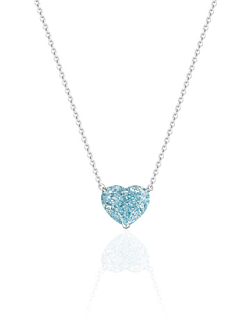 White gold necklace with blue lab-grown diamond, 1