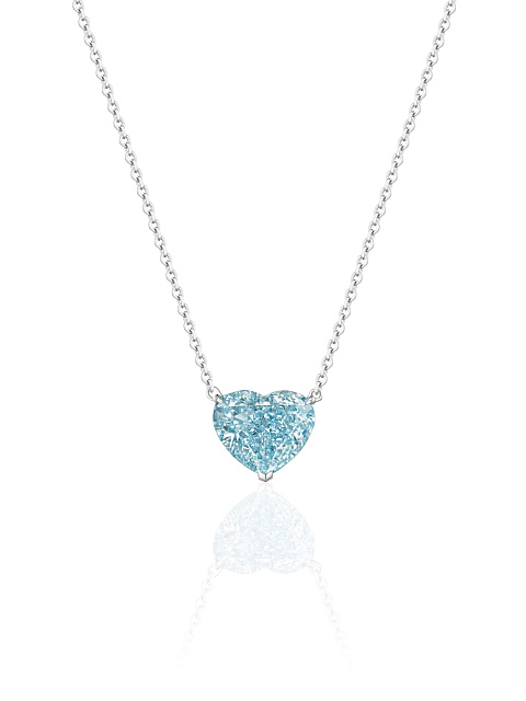 White gold necklace with blue lab-grown diamond, 1