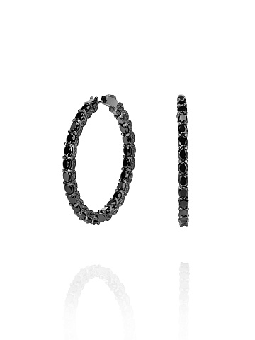 Black Gold & Diamond Hoop Earrings, 1