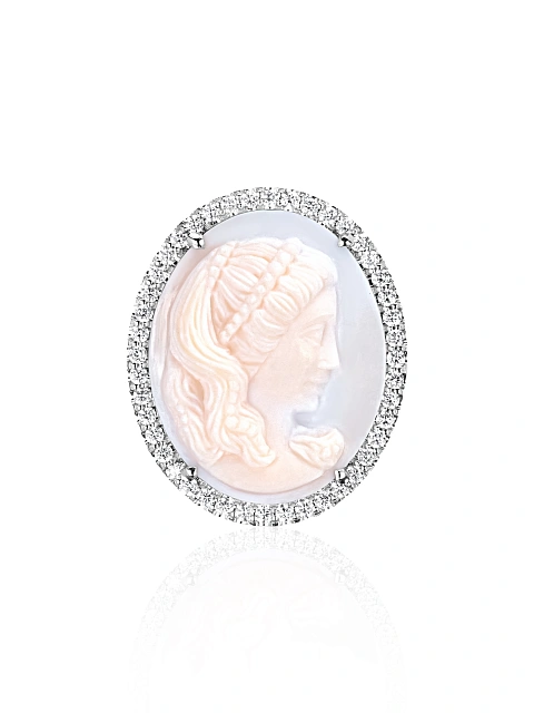 White Gold, Cameo & Diamonds Ring, 2