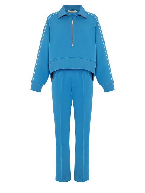 Bright Blue & White "Yana" Embroidered Jersey Suit, 1 Bright Blue & White "Yana" Embroidered Jersey Suit, 1