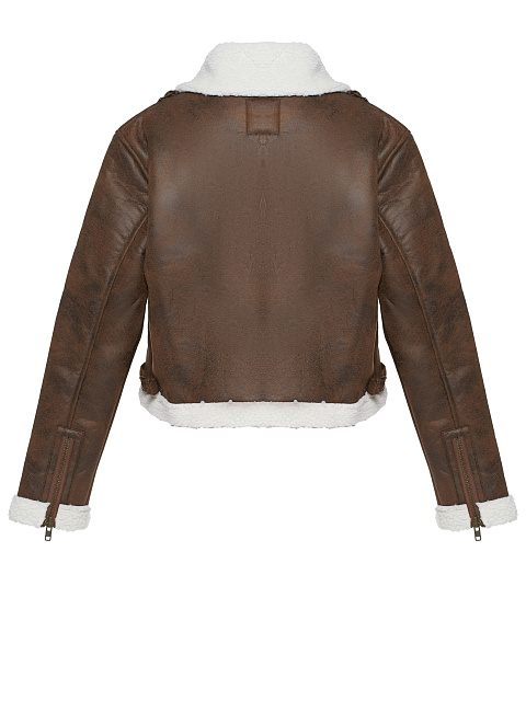 Brown cropped faux‑fur shearling jacket, 5 Brown cropped faux‑fur shearling jacket, 5