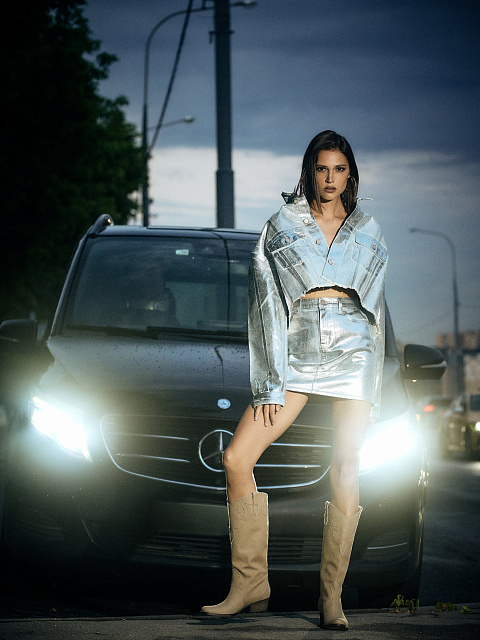 Silver Plated Light Blue Denim Jacket, 12 Silver Plated Light Blue Denim Jacket, 12