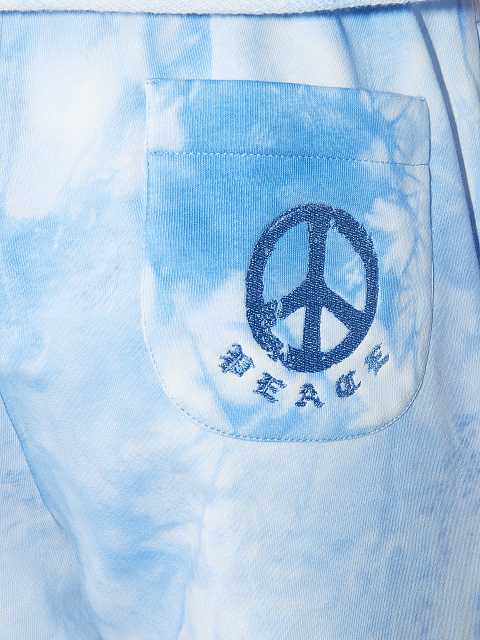 White & Blue Tie Dye Jersey Set With Cropped Sweatshirt, 4