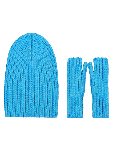 Aqua Blue Set Of Mittens & Beanie, 1