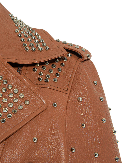 Brown Studded Leather Biker Jacket , 4 Brown Studded Leather Biker Jacket , 4