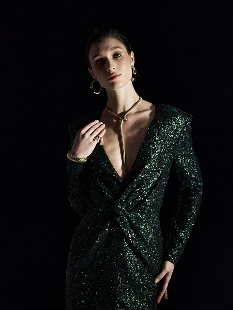 Green Sequin Jesrsey Maxi Dress, 5