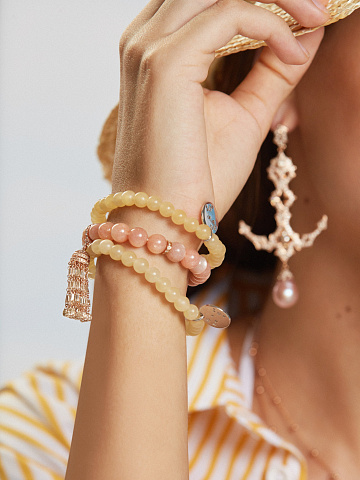 Silver & Aragonite Beaded Bracelet, 2