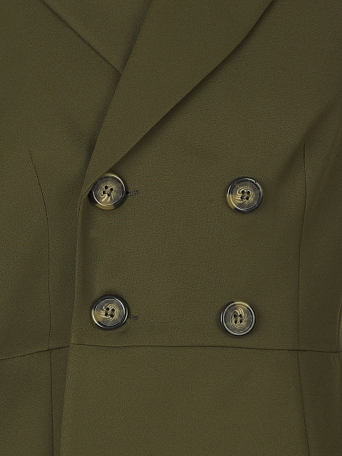 Khaki Green Double-Breasted Peplum Pantsuit, 5