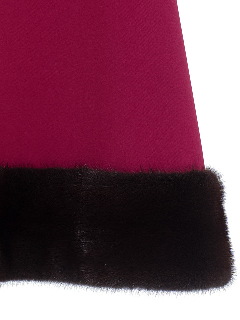 Burgundy Midi Dress With Mink Fur Trim, 4 Burgundy Midi Dress With Mink Fur Trim, 4