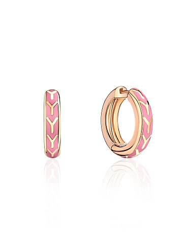 Small rose gold hoops with Sakura-coloured enamel, 1