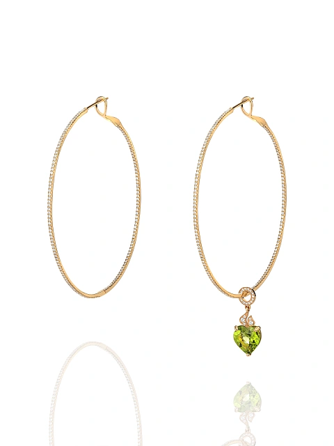 Gold & Heart Cut Peridot Hoop Pendant, 3