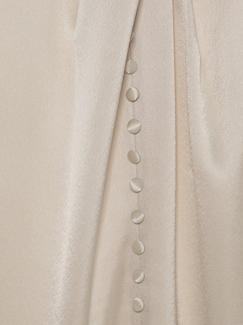 Milky Silk Dress With Mink Fur Cuffs, 4 Milky Silk Dress With Mink Fur Cuffs, 4