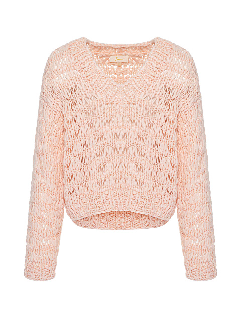 Pink Silk & Cashmere Cropped Sweater, 1