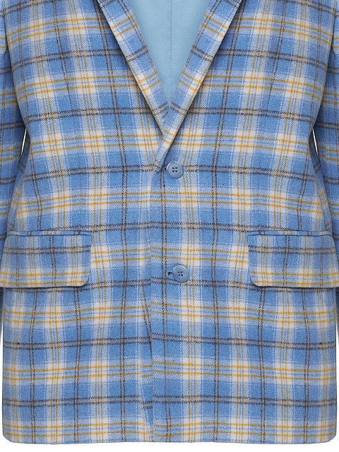 Light Blue & Yellow Oversized Check Jacket, 3