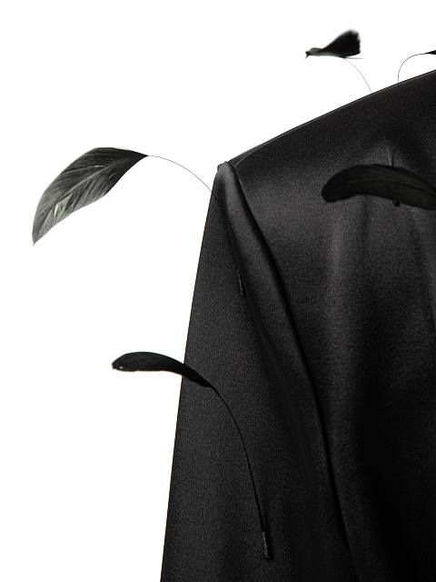 Black feather mini dress, 6