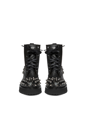 Black Leather Boots With Black Studs, 2