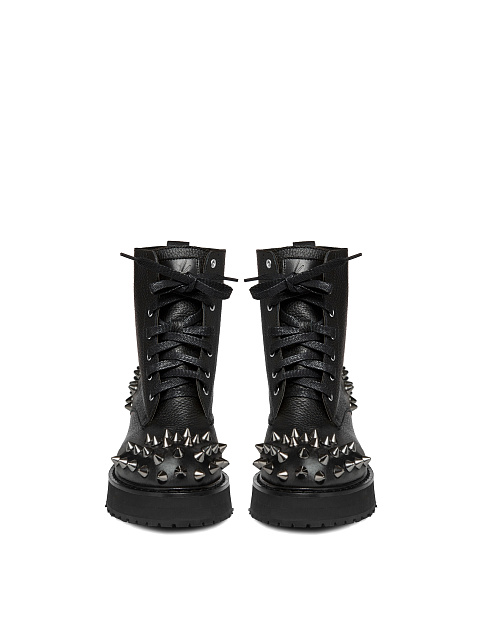 Black Leather Boots With Black Studs, 2