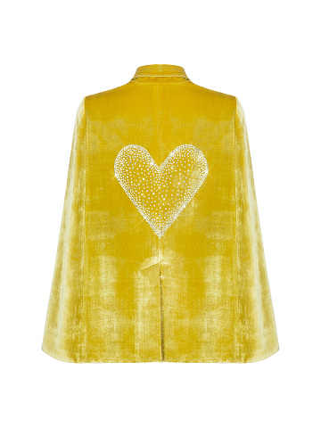 Swarovski Embellished Mustard Velvet Cape Jacket, 2