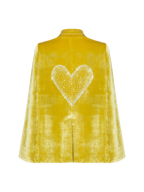 Swarovski Embellished Mustard Velvet Cape Jacket, 2