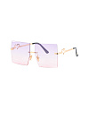 Солнцезащитные очки в золотистой оправе с квадратными фиолетово-розовыми линзами