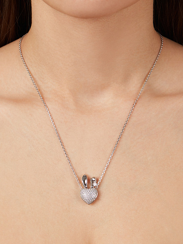 White Gold & Diamonds Rabbit Heart Necklace, 2