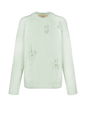 Distressed Mint Green Cotton Sweater, 1