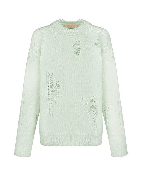 Distressed Mint Green Cotton Sweater, 1