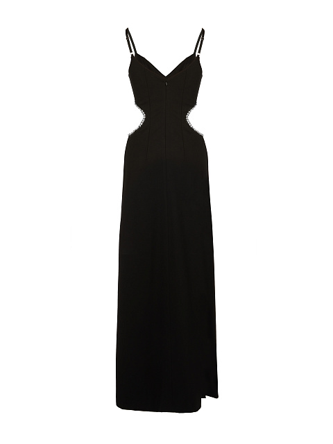 Crystals Embellished Black Cut Out Maxi Dress, 2