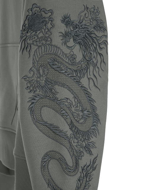 Grey Dragon Embroidered Jersey Suit, 4