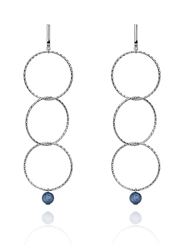 Silver & Cyanite Beads Earrings, 1