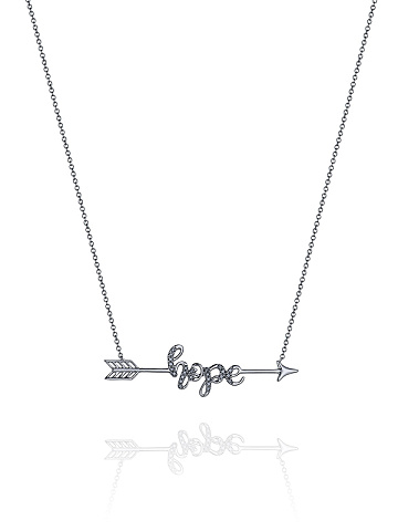 Necklace with “Hope” pendant in blackened gold with diamonds, 1