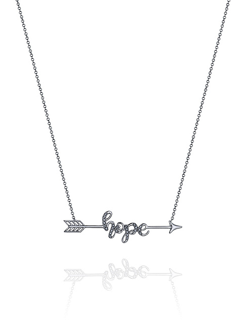 Necklace with “Hope” pendant in blackened gold with diamonds, 1