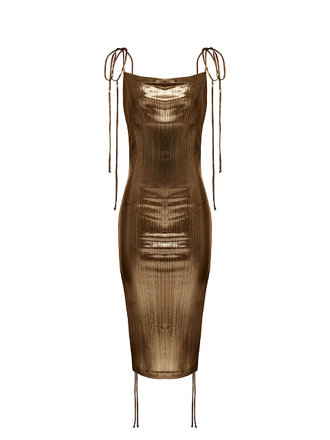 Metallic Brown Jersey Transformer Dress, 4