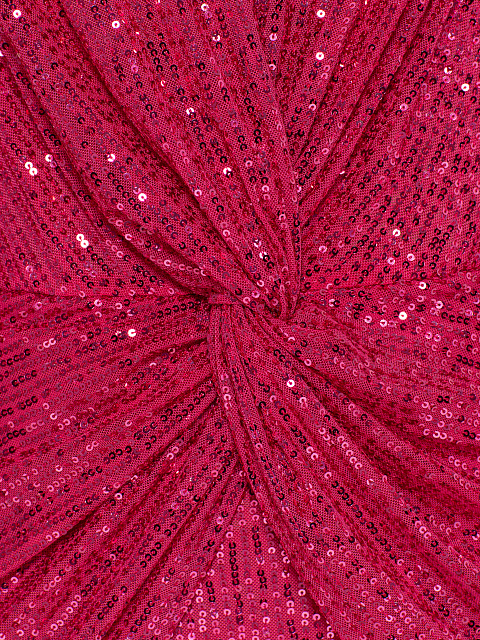 Hot Pink Sequin Draped Mini Dress, 3