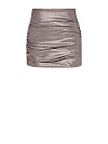 Юбка-мини цвета какао с серебристым напылением, драпировки, молния Юбка-мини цвета какао с серебристым напылением, драпировки, молния