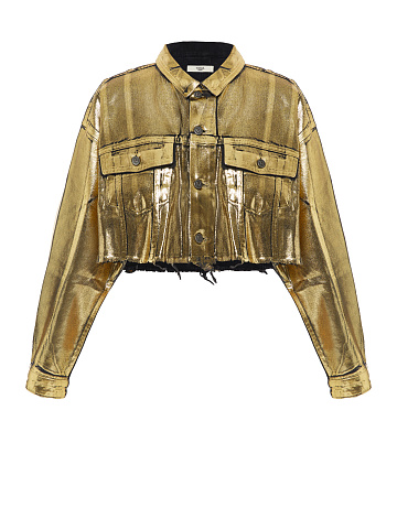 Golden Plated Black Denim Jacket, 1