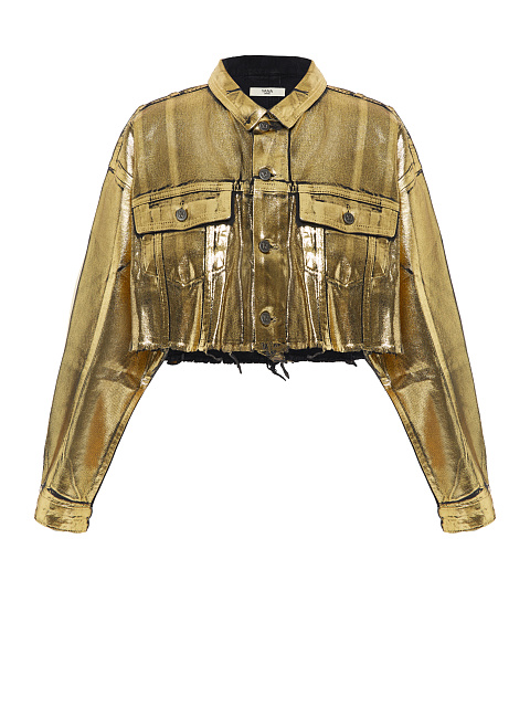 Golden Plated Black Denim Jacket, 1